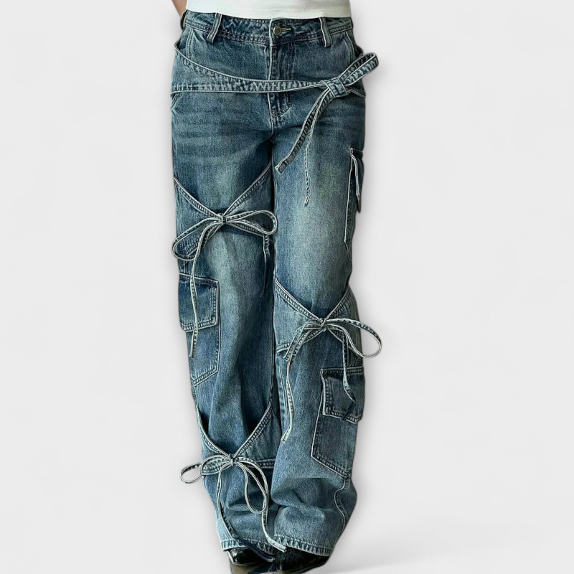 Paloma - Utility Denim Jeans mit Knotendetail
