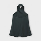 Leah - Blauer Halter Neck Top mit Rückenausschnitt