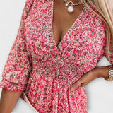 Blumiges Puffärmelkleid für Damen