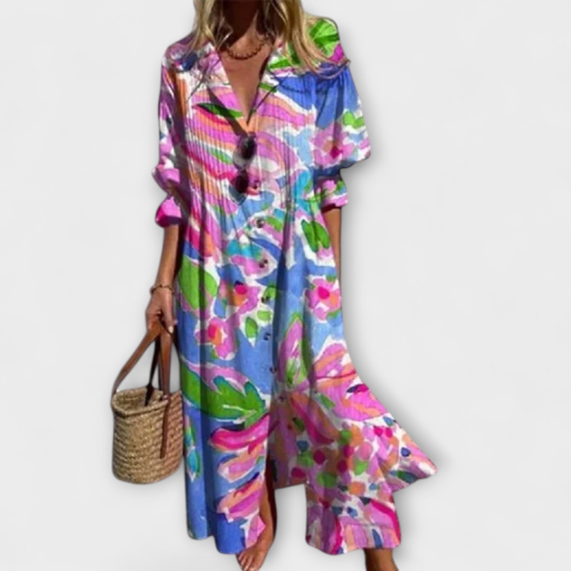 Lila - Schmeichelhaftes Maxikleid mit Bauchbedeckung