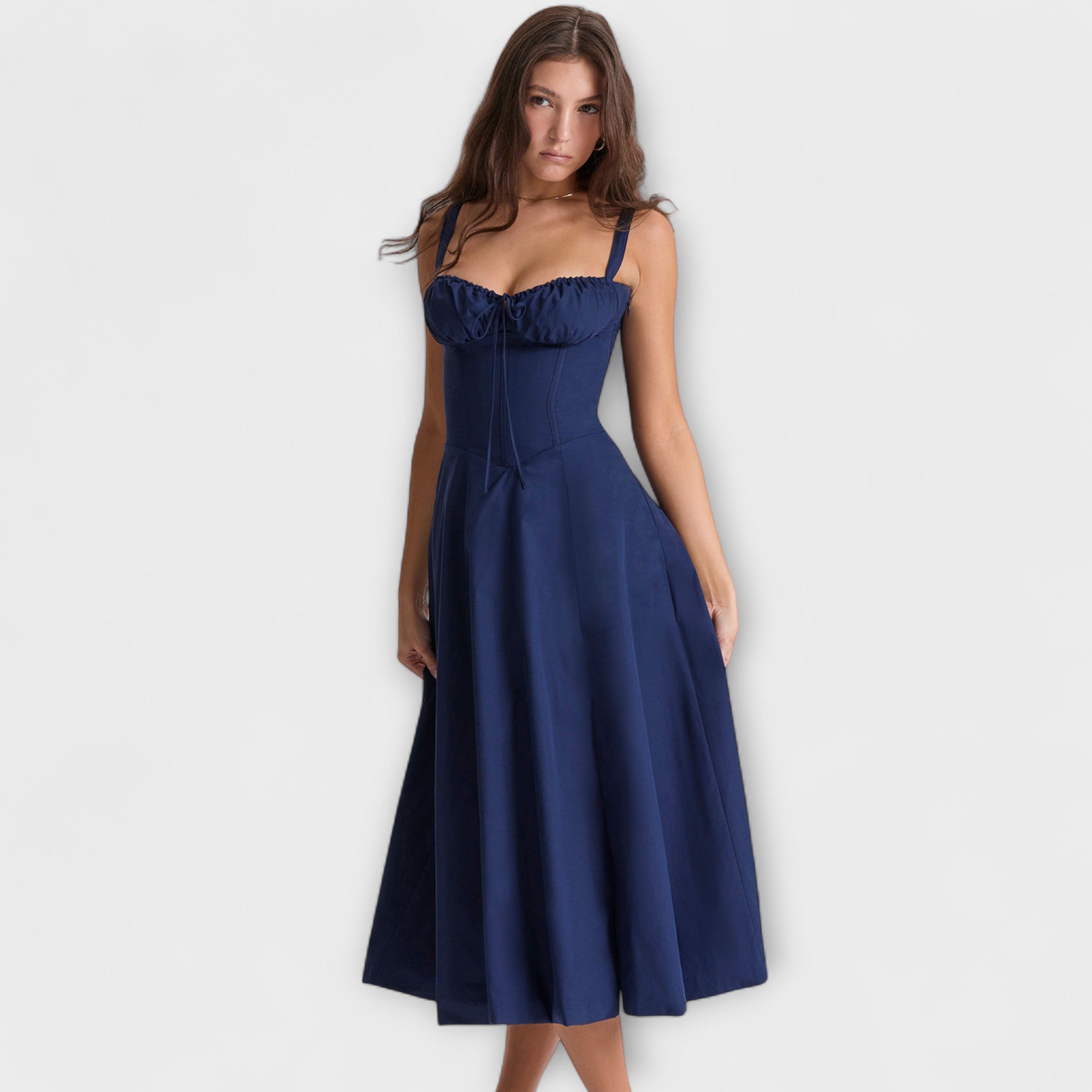 Zipporas - Taillierte Bustierkleid mit modernem Frühlingsblumenprint