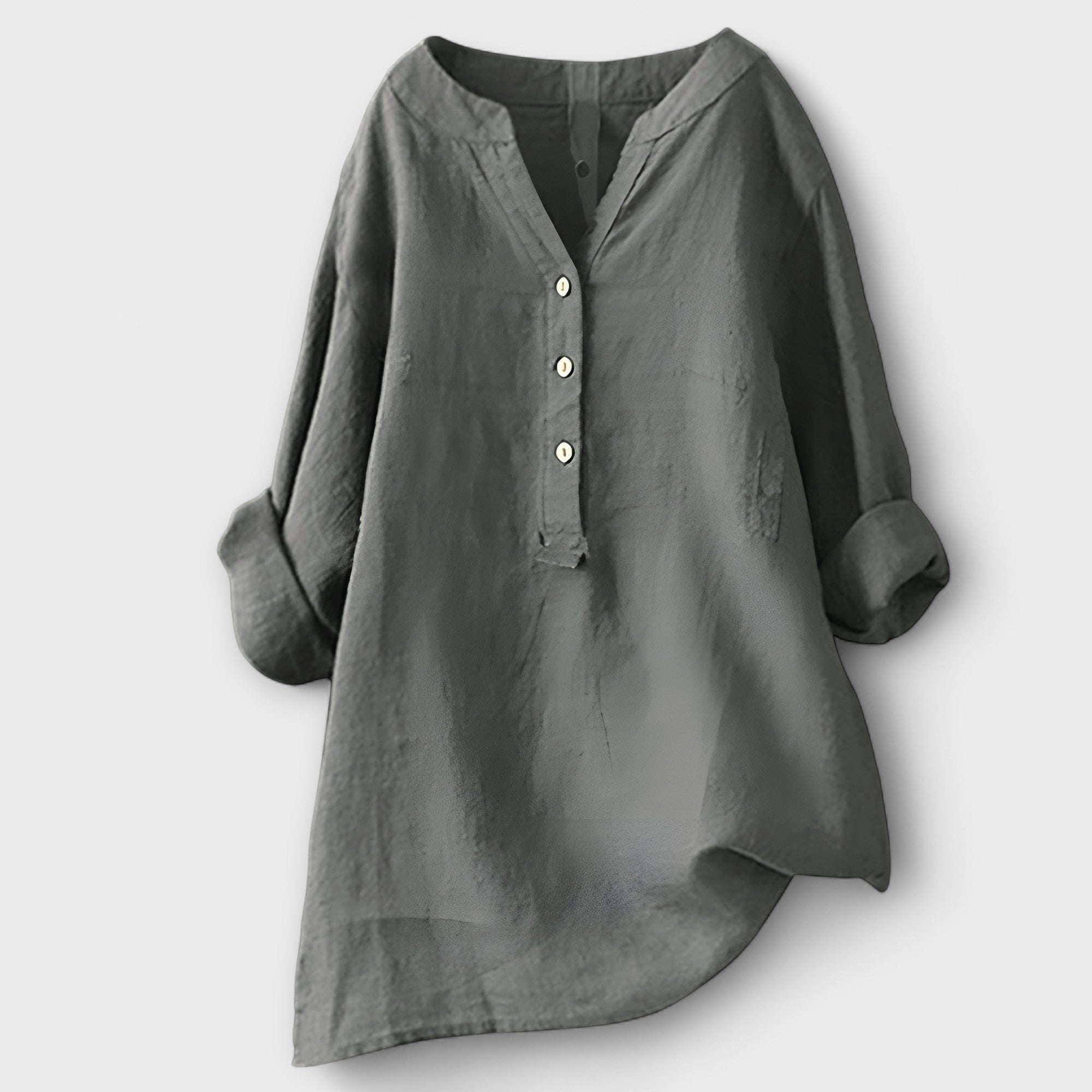 Rosmarie™ | Leinenbluse mit V-Ausschnitt und Knopfleiste