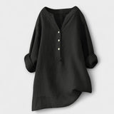 Rosmarie™ | Leinenbluse mit V-Ausschnitt und Knopfleiste