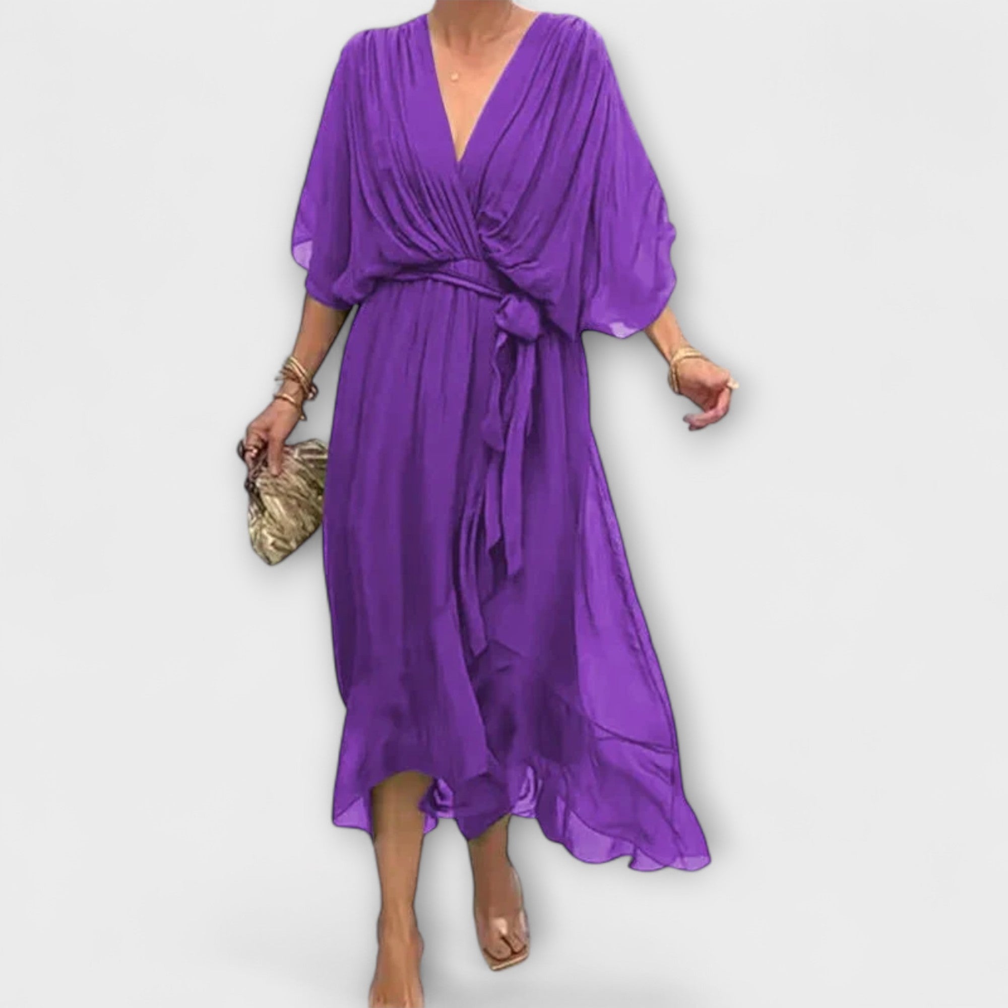 Amoura - Chiffonkleid mit V-Ausschnitt