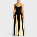 Ember - Klassische Eleganz A-Linie Maxi Kleid mit Tüllpaneelen