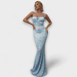 Thalia - Floral Print Prom Dress mit gebundenen Schulterträgern