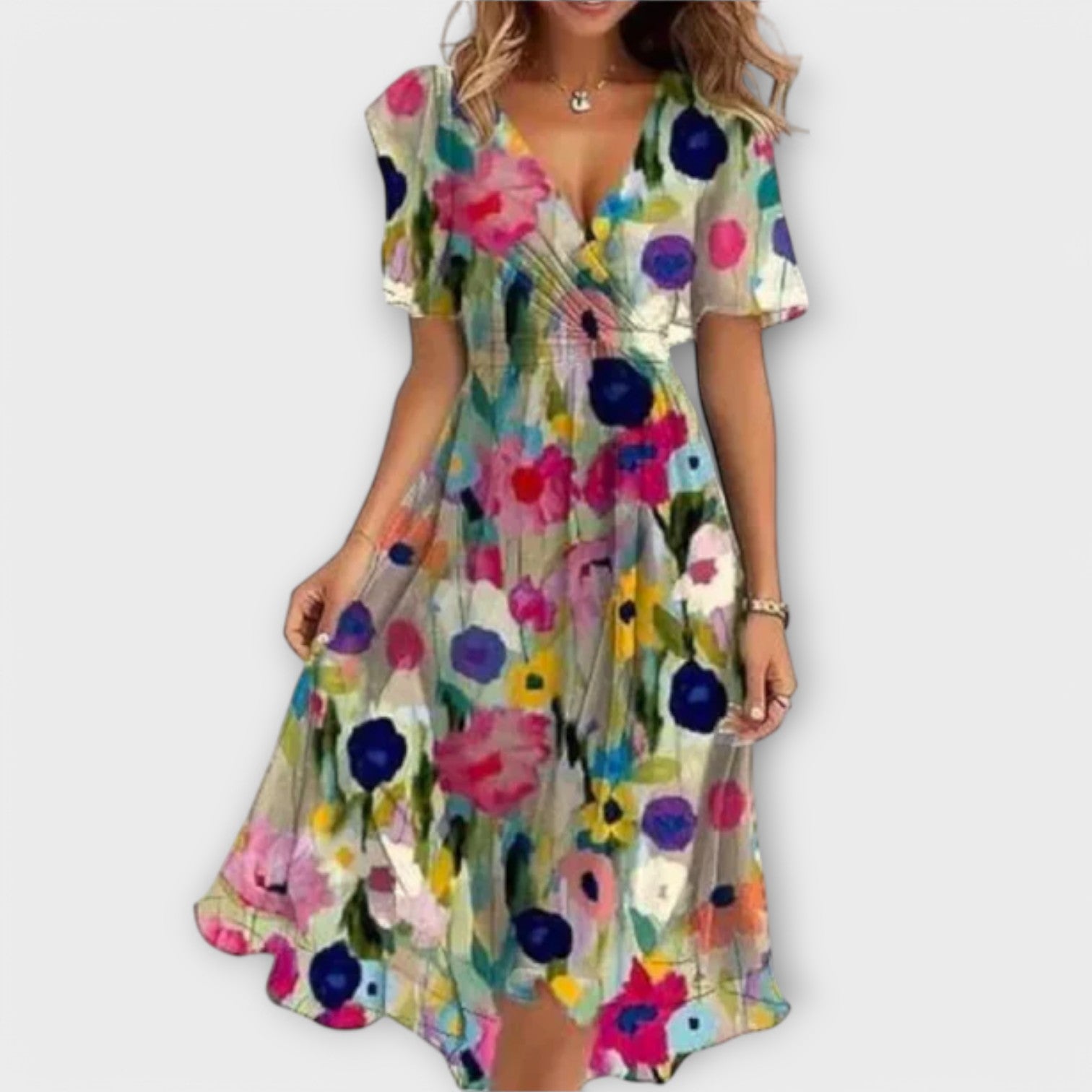 Annegret - Damen Kleid mit V-Ausschnitt