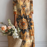 Helga™ | Boho-Kleid mit Mandala in Ocker