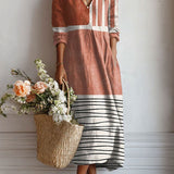 Rosa™ | Boho-Kleid in Terracotta mit Blöcken