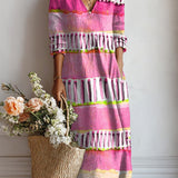 Cornelia™ | Boho-Kleid in Pink mit Streifen
